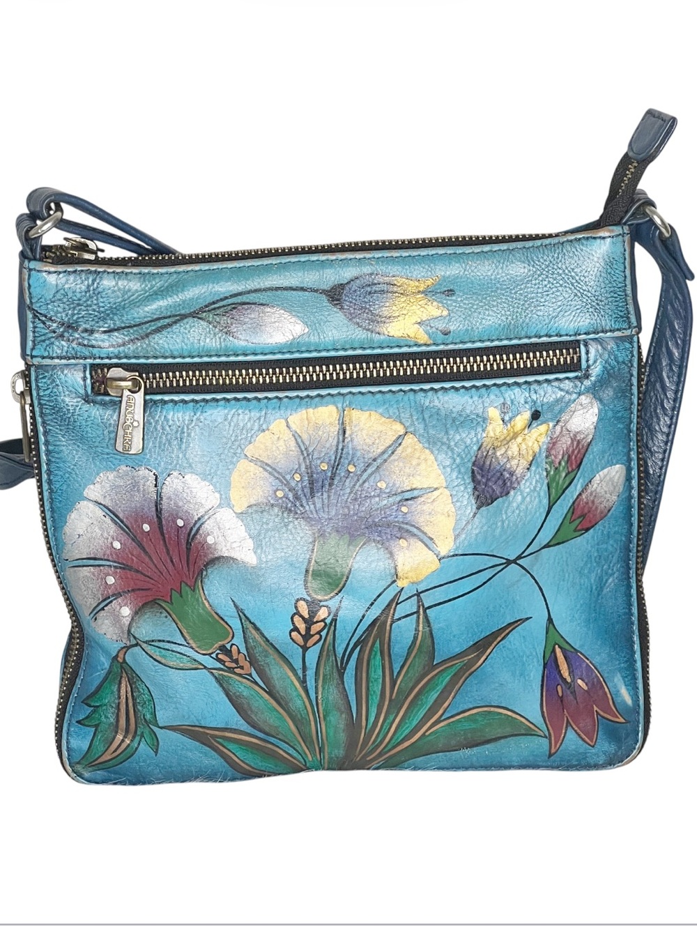 Anuschka Leather Hand Painted Crossbody Bag